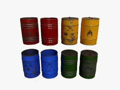 Barrel Set Low-poly 3D model