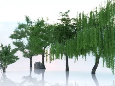 Realistic PBR Tree Rock Pack 3D model