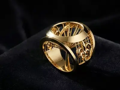 Architectural Openwork Ring Editable 3D Jewelry Model 3D print model