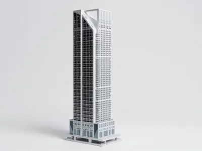 Futuristic Skyscraper Tower Architecture Model Low-poly 3D model