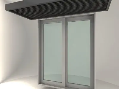 Window glass door with frame Low-poly 3D model