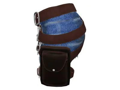 Female Torn Mini Denim Short With Utility Pocket and Belts Low-poly 3D model