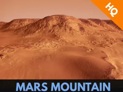 Mars Planet Landscape Desert Mountain Cliffs PBR Low Poly 01 Low-poly 3D model