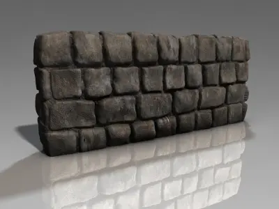 Detailed low poly stone wall Low-poly 3D model