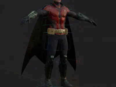 Robin 3D Model Arkham Knight Rigged PBR Cape Blender FBX OBJ Low-poly 3D model