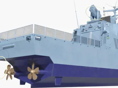 Combat Ship Class Corvette Navy Rigged for Maya 3D model