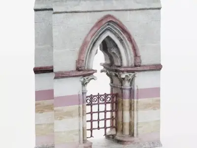 Stone Gothic Arch - Ornate Photo-Scan Archway Low-poly 3D model