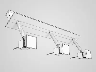 Triple Halogen Ceiling Lamp 17 3D model