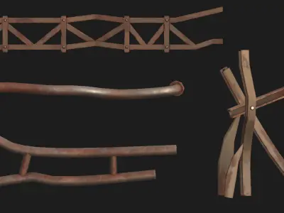 Stylized rusty metal structures asset pack Low-poly 3D model