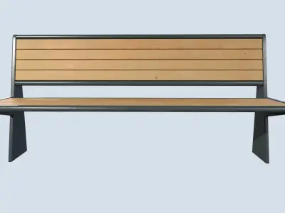 Street bench low poly pbr game ready Low-poly 3D model 2