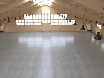 Timber Industrial Building Interior 3D model