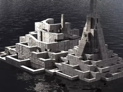 Aztec Ritual Mazes With Pyramid 2 3D model