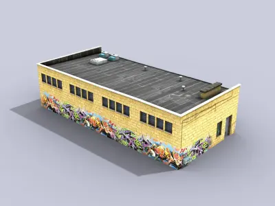 Big Yellow Warehouse Low-poly 3D model