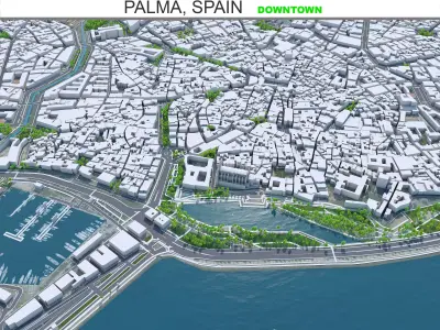 Palma Downtown Spain Low-poly 3D model