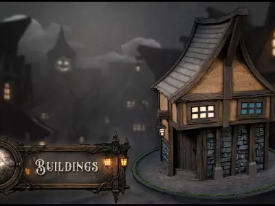 3DT Haunted Village Modular Asset Pack Low-poly 3D model