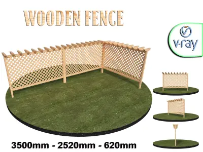 Wooden fence 3D model