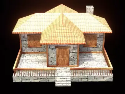 medieval house low poly village town residential game ready 17 Low-poly 3D model