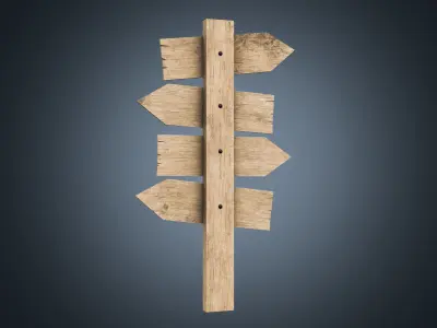 Signboards wooden 02 Low-poly 3D model