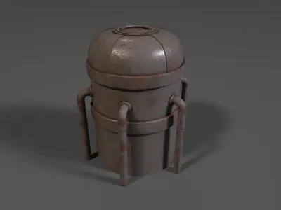 Sci-fi reactor - cooling module and other machinery - 4 pieces Low-poly 3D model