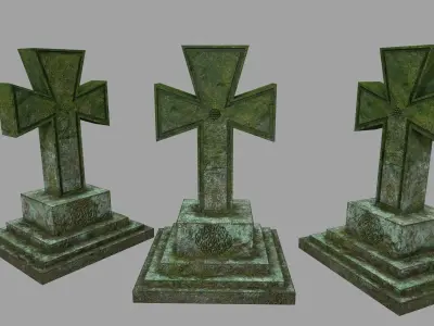 Tombstone group of gravestones Low-poly 3D model