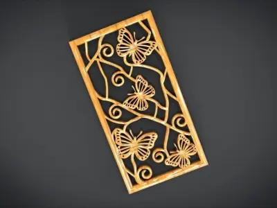 Window ventilation ornaments with Butterfly motifs Low-poly 3D model