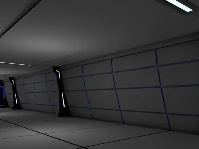sci fi corridor 3D model 9