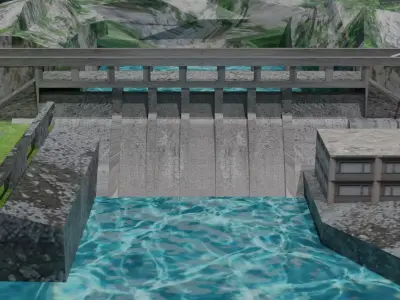 3D VIEW DAM WITH HIGH QUALITY TETXTURES Free 3D model