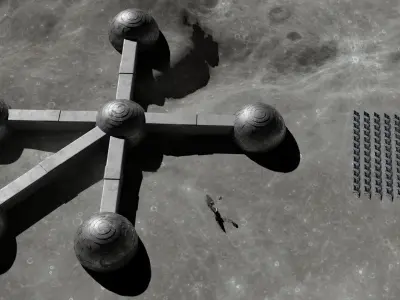 Moon base 3D model Low-poly 3D model