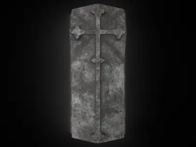 Old Stone Ledger Tombstone 3D model