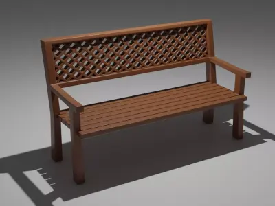 Wooden bench 3D model