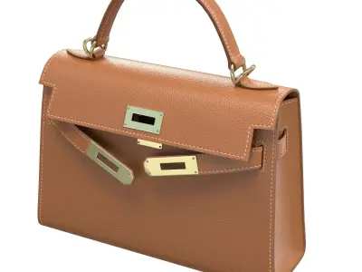 Hermes Kelly Bag Brown Leather Low-poly 3D model