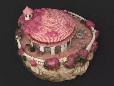 Cliffside Cottag High Detail 3D model