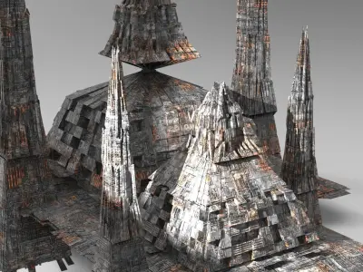 Karnak Sci fi King Molten lava pyramid Low-poly 3D model