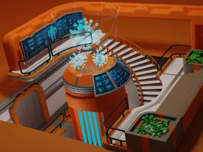 scifi corona virus research centre Low-poly 3D model