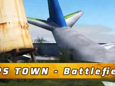 FPS Town - Realistic Battlefield Low-poly 3D model