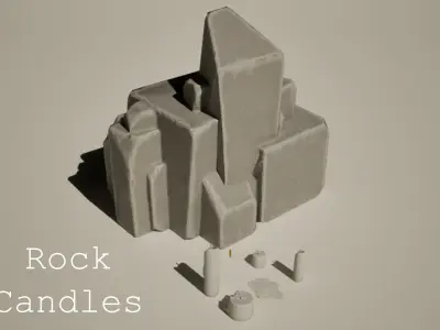 Stylized Rock And Candles GameReady More HighPoly Models Free low-poly 3D model