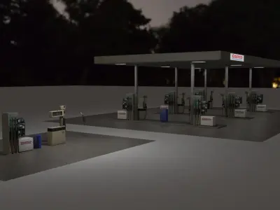 Petrol station asset pack 3D model