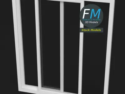 Double rail sliding window 3D model