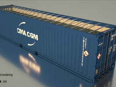 Shipping Container 40ft Open Top rigged 3D model