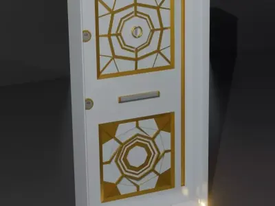 Steel Door - Gold Plated Low-poly 3D model