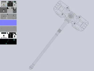 Scifi hammer Low-poly 3D model