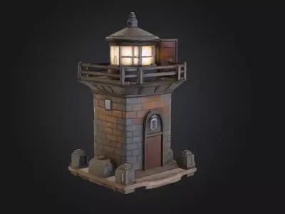 Pixel Lighthouse Low-poly 3D model