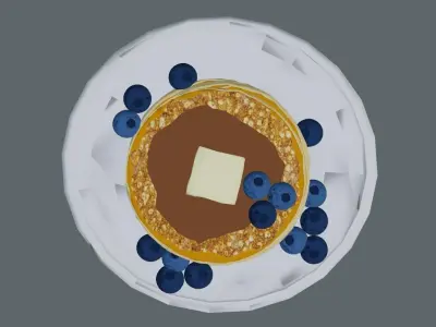 Pancakes With Blueberrys 3D Model Low-poly 3D model