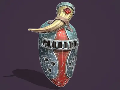 Warrior mask Low-poly 3D model