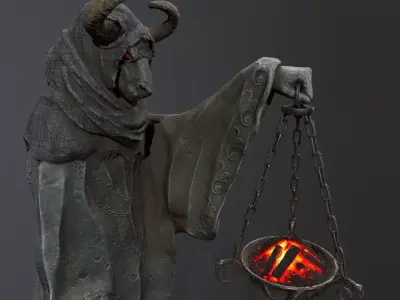 Dark Statue Low-poly 3D model