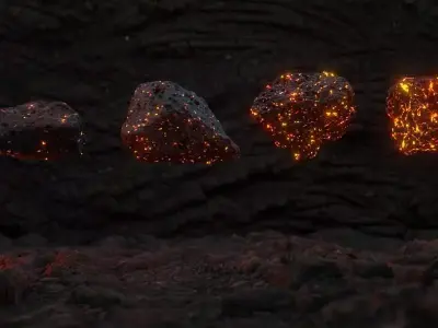 Photorealistic Lava Stones Low-poly 3D model