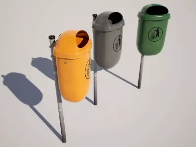 Street Trash Bin Low-poly 3D model