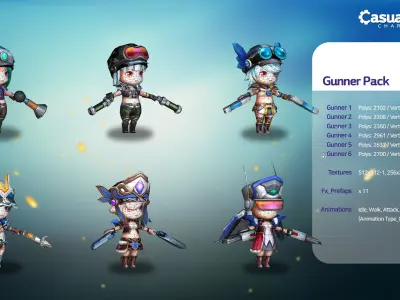 Casual Tiny Character - Gunner Pack Low-poly 3D model