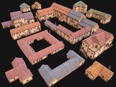 Medieval Town House City Pack 15 Buildings Low-poly 3D model