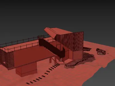 vilage building in desert Free 3D model